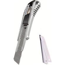 Dayanıklı Alüminyum Gövde 18MM Profesyonel Falçata Bıçak +10 Adet Yedek Maket Bıçak (Maket Bıçağı)