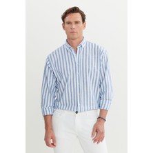 Altınyıldız Classics %100 Pamuk Comfort Fit Rahat Kesim Düğmeli Yaka Çizgili Gömlek