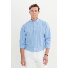 Altınyıldız Classics %100 Pamuk Comfort Fit Rahat Kesim Düğmeli Yaka Çizgili Gömlek