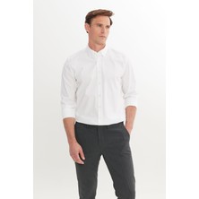 Altınyıldız Classics %100 Pamuk Tailored Slim Fit Dar Kesim Düğmeli Yaka Gömlek