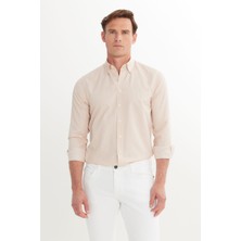Altınyıldız Classics Pamuklu Slim Fit Dar Kesim Düğmeli Yaka Çizgili Gömlek