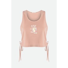Kadın Pamuklu Yandan Bağlamalı Büzgülü Şortlu Pijama Takımı