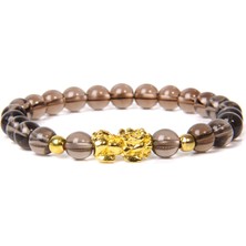 FuhaoshopC 21CM Tarzı 22.doğal Kuvars 1 Kadın Erkek Feng Shui Bileklik Şans Zenginlik Buddha Siyah Obsidyen Taşlı Boncuklu Bileklik Hombre Altın Şanslı Pixiu Bileklik Hediyeler (Yurt Dışından)