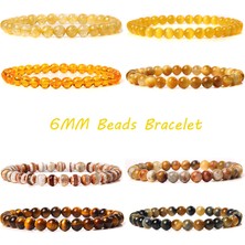 FuhaoshopC 23CM Tarzı 15.kedi Gözü Sarı Kahverengi 6mm Doğal Taş Bileklik Kaplan Gözü Bilezikler Erkek ve Kadınlar Için Citrine Jades Zincir Boncuk Bilezikler Meditasyon Takı (Yurt Dışından)
