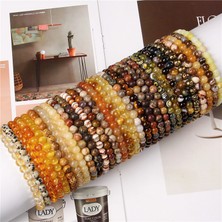 FuhaoshopC 23CM Tarzı 15.kedi Gözü Sarı Kahverengi 6mm Doğal Taş Bileklik Kaplan Gözü Bilezikler Erkek ve Kadınlar Için Citrine Jades Zincir Boncuk Bilezikler Meditasyon Takı (Yurt Dışından)