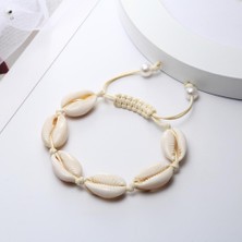 FuhaoshopC Stil 3 Çekicilik Bohemya Takı El Örme Boncuklu Kabuk Bilezik Kadın Doğal Deniz Kabuğu Inci Aksesuarları Halat Bilezik Ayarlanabilir Boyutlu Bileklik (Yurt Dışından)