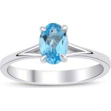 Blue Topaz Oval Tektaş Yüzük