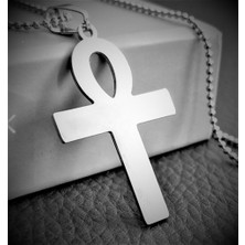Voyageaccessory Paslanmaz Çelik Antik Mısır Nil Anahtarı Ankh Kolye / 70 cm Zincirli
