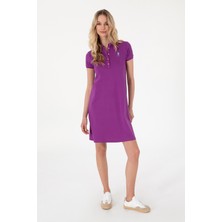U.S. Polo Assn. Kadın Menekşe Polo Yaka Mini Boy Örme Elbise 50300881-VR037