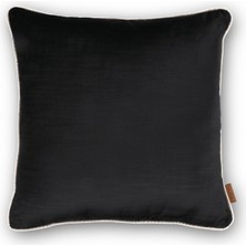 HoHo Decor Aspen Flamlı Parlak Dokuma Kadife 50x50 Biyeli Kırlent Siyah