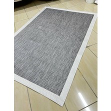 Türkmen Halı Siesta 1501 Beyaz Bordürlü Antrasit Sisal Halı Bordürlü Kolay Temizlenen Hasır Yolluk