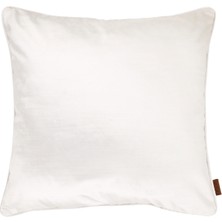 HoHo Decor Aspen Flamlı Parlak Dokuma Kadife 50x50 Biyeli Kırlent Beyaz