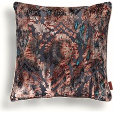 HoHo Decor Celina Damask Renkli Kadife Kabartmalı 50*50 Biyeli Kırlent Çok Renkli