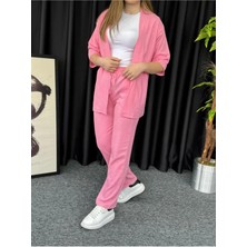 Kadın Pembe Kimono Bürümcük Alt Üst Takım