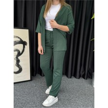 Kadın Yeşil Kimono Bürümcük Alt Üst Takım