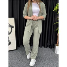 Kadın Çağla Yeşili Kimono Bürümcük Alt Üst Takım