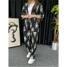 Kadın Mavi Damla Desenli Kimono Bürümcük Alt Üst Takım