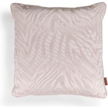HoHo Decor Frida Saten Kabartmalı Zebra Desenli 50*50 Biyeli Büyük Kırlent Vizon
