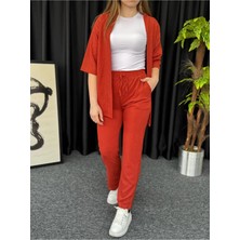 Kadın Kiremit Kimono Bürümcük Alt Üst Takım