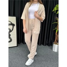 Kadın Bej Kimono Bürümcük Alt Üst Takım