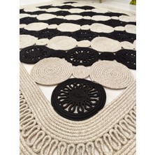 Jüt Hasır Görünümlü Desenli Modern El Örgüsü Dikdörtgen Halı Kilim