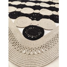 Jüt Hasır Görünümlü Desenli Modern El Örgüsü Dikdörtgen Halı Kilim