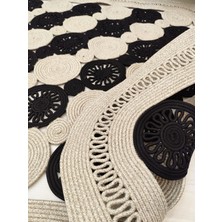 Jüt Hasır Görünümlü Desenli Modern El Örgüsü Dikdörtgen Halı Kilim