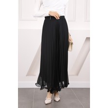 İmaj Butik Bej Bel Lastikli Piliseli Şifon Etek
