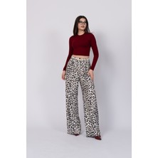 Pile Katlamalı Gabardin Kumaş Cepli Bol Paça Pantolon 30240