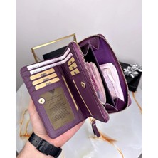 Hakiki Deri Çok Bölmeli Fermuarlı Lüks Elit Kadın Cüzdan 2091