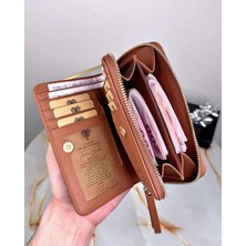 Hakiki Deri Çok Bölmeli Fermuarlı Lüks Elit Kadın Cüzdan 2091