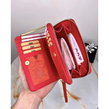 Hakiki Deri Çok Bölmeli Fermuarlı Lüks Elit Kadın Cüzdan 2091