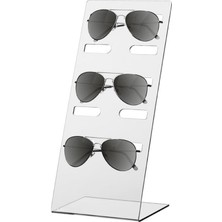 Şeffaf 3 Bölmeli Pleksi Gözlük Standı Estetik ve Fonksiyonel Tasarım Gözlüklerinizi Düzenli ve Güvenli Bir Şekilde Sergileyin