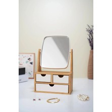 Gilli Store Bambu 3 Çekmeceli Aynalı Makyaj ve Takı Organizer