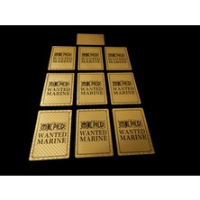 Gold Banknote ''one Piece Wanted Marine''  9 Adet Anime 24 Ayar Altın Kaplama Poster/kart Seti