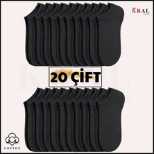 Kral Socks Kadın - Erkek (20 Çift ) Düz Desen Ekonomik Bilek Boy Patik Çorap