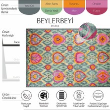 Cool Halı Beylerbeyi By 844 Yeşil Halı Çiçek Desenli Otantik Ev Salon Halısı Yıkanabilir Dokuma Şönil Halı