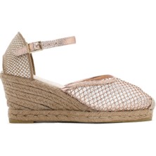 Kadın Altın Bilekten Tokalı Dolgu Topuklu Espadril Sandalet 25SFD207314