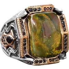 Kan Taşı Taş Yüzük, Sterlin Gümüş Yüzük, Özel Tasarım Yüzük