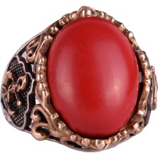 Kırmızı Mercan Yapay Taş Yüzük, Denizci Halat Gümüş Yüzük, 925 Ayar Gümüş Yapay Taş Yüzükler - Çeşitli & Farklı Koleksiyon