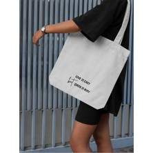 Kalın Kanvas Love Is Easy But Queen Is Busy Motto Tote Bag Bez Çanta, Omuz Çantası, Kalın Bez Çanta