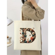 D Harf Tasarım D Harfi Çanta, Y2 Pinterest Retro Unisex Bez Çanta Tote Bag, Shopper Bag