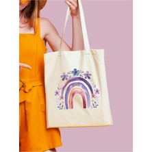 Çiçek Gökkuşağı Y2k Retro Ham Bez Tote Bag Çanta, Pinterest Çanta
