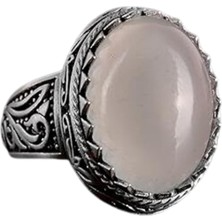 El Yapımı Cabochon Doğal Akuamarin Taşı Yüzük - Sakin 925 Ayar Katı Gümüş Erkek Yüzük - Şeffaflık ve Sakinlik Tasarımı