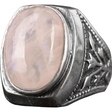 Erkekler Için Ayarlanabilir Doğal Gökkuşağı Ay Taşı Taşlı Sterling Gümüş Yüzük