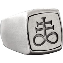Erkekler Için Sterlin Gümüş Lucifer Sembol Yüzüğü - Şeytani Leviathan Haçı Yüzük - Cesur Ifade Mücevheri