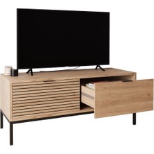 Bimossa B0060 120 cm Alya TV Sehpası 50'' TV Uyumlu Metal Ayaklı Modern Depolamalı Tv Ünitesi