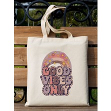 Good Vibes Only, Yk2 Pinterest Retro Bez Çanta Tote Bag, Shopper Bag