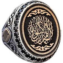 Islamik Gümüş Erkek Yüzük - Şık Müslüman Sembol Yüzük - Geleneksel Zanaatkarlık