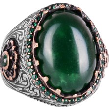 Doğal Taş Yüzük - 925 Ayar Gümüş El Yapımı Yüzük (Jade)